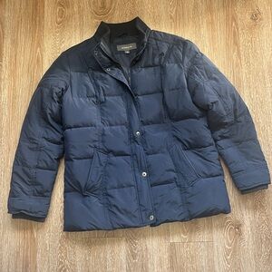 Liz Claiborne down filled puffer jacket, navy blue, medium/large